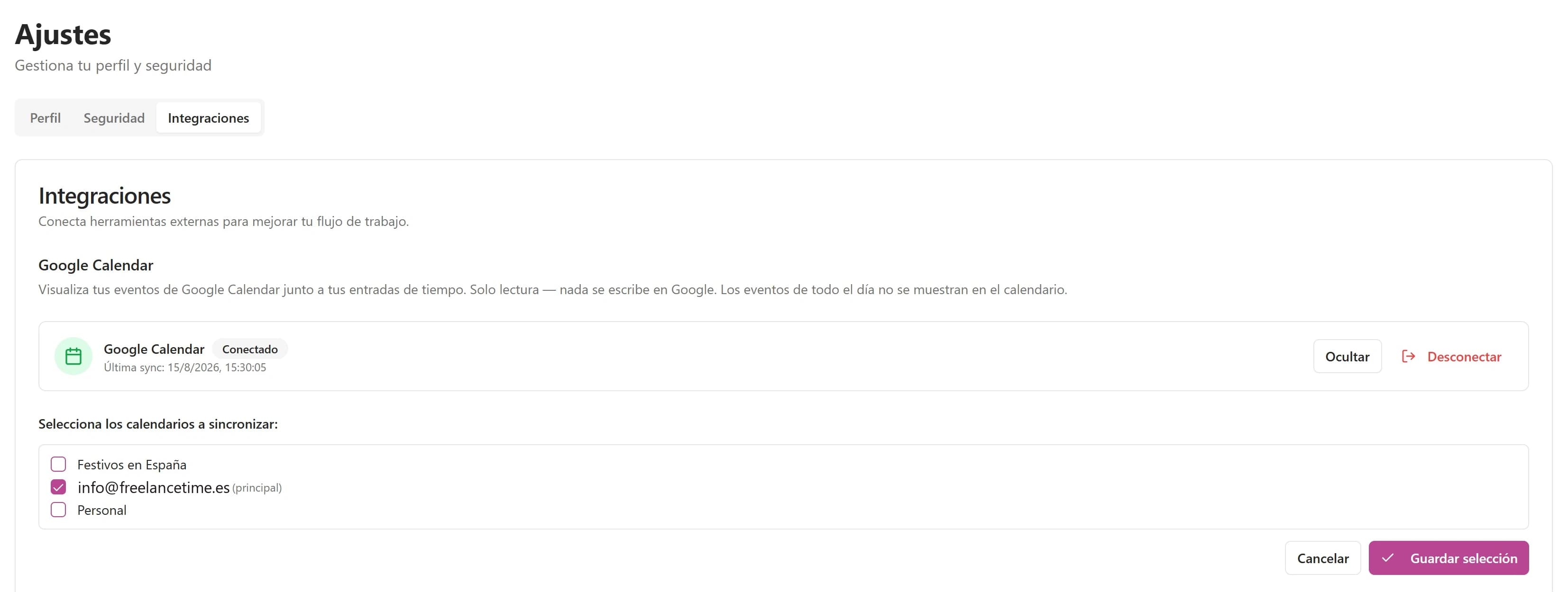 Integración con Google Calendar